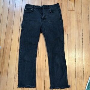 Reformation Black Straight Jeans Classic Style Raw Hem